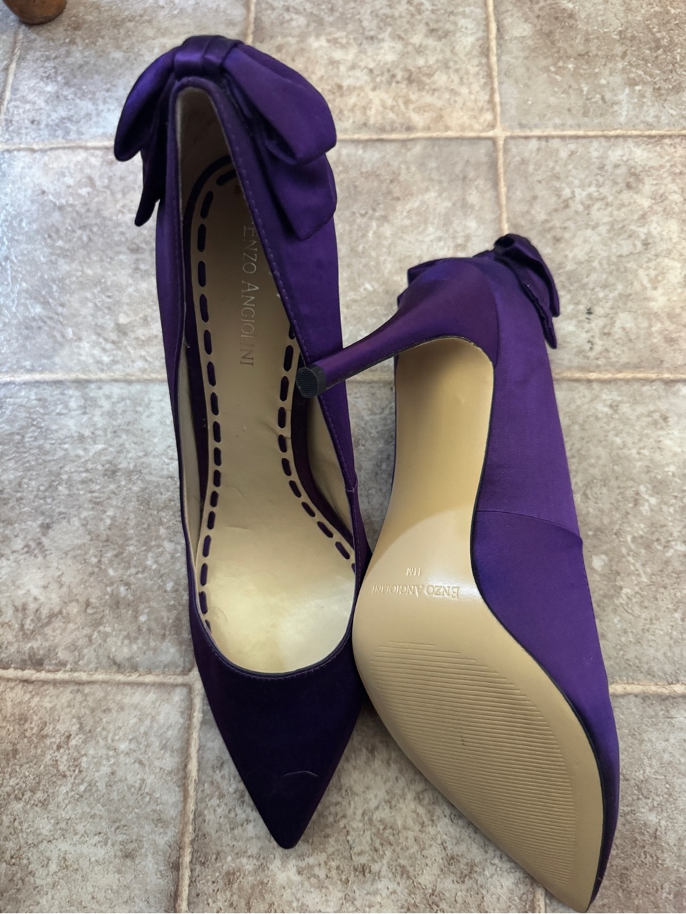 Enzo Angiolini Deep Purple Bow Pointed-Toe Flats